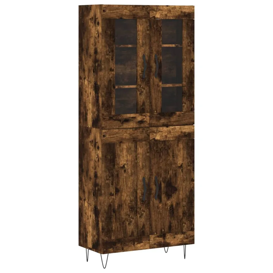 Buffet haut Chêne fumé 69,5x34x180 cm Bois d'ingénierie - 2