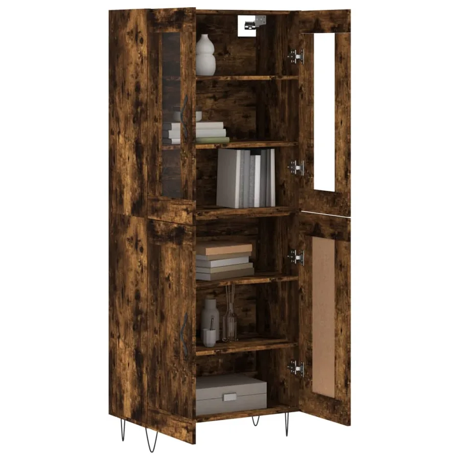 Buffet haut Chêne fumé 69,5x34x180 cm Bois d'ingénierie - 3