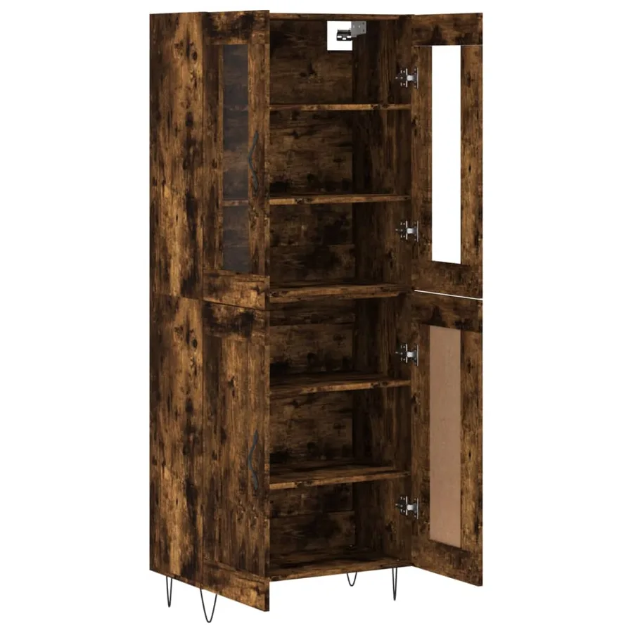 Buffet haut Chêne fumé 69,5x34x180 cm Bois d'ingénierie - 4