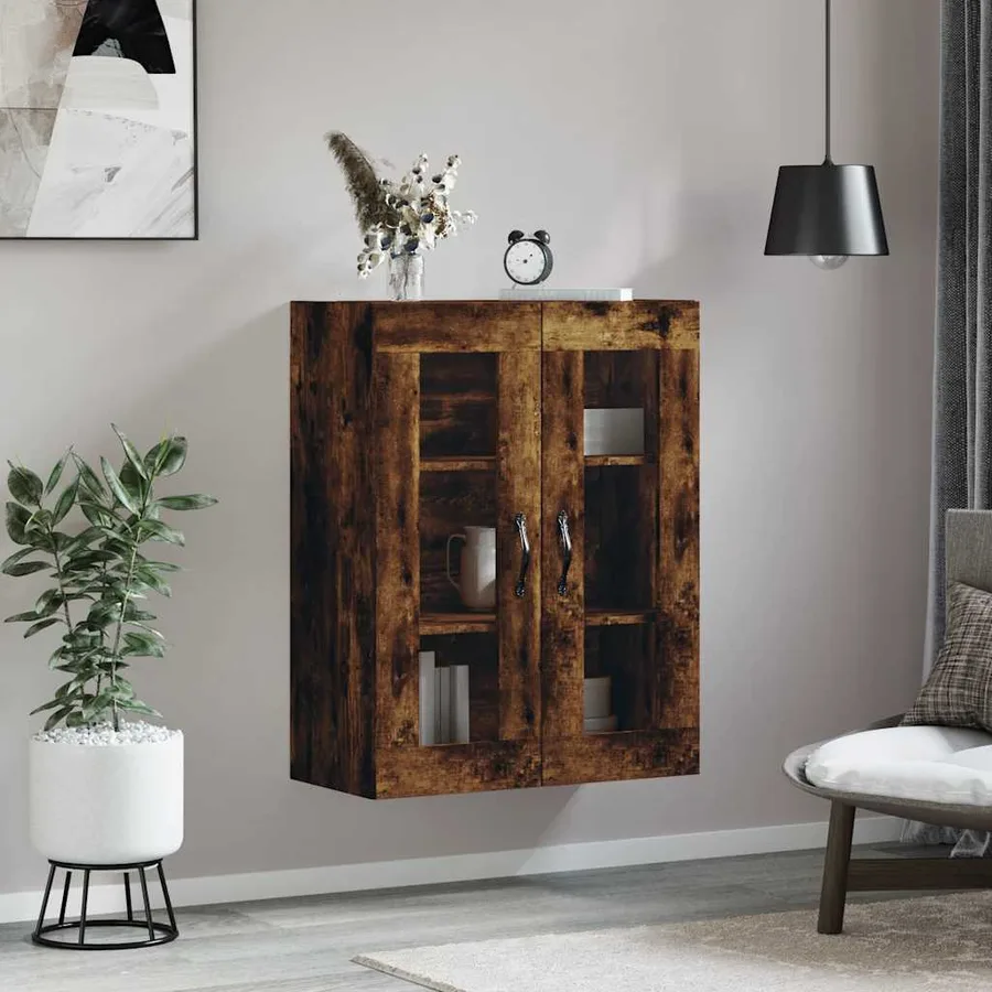 Armoire murale chêne fumé 69,5x34x90 cm bois d'ingénierie - 3