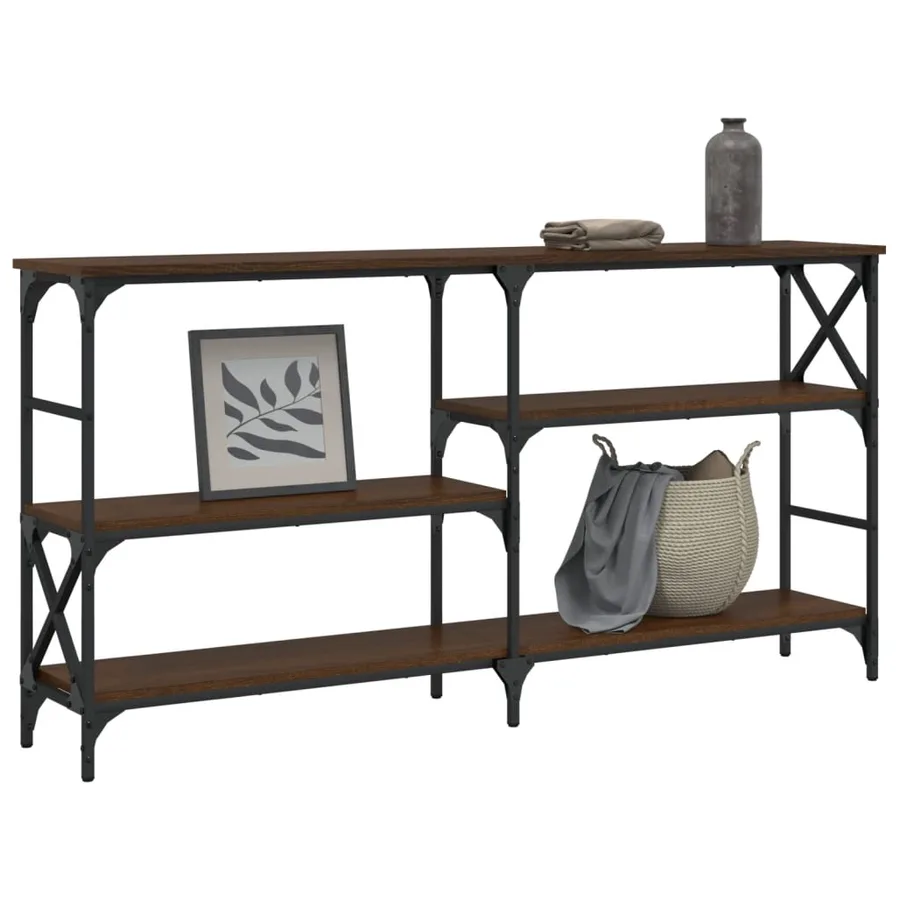 Table console chêne marron 150x29x76,5 cm bois d'ingénierie - 3