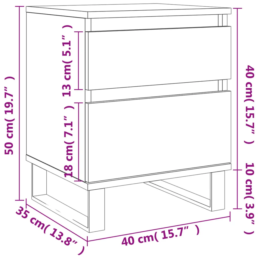 Table de chevet chêne sonoma 40x35x50 cm bois d’ingénierie - 12