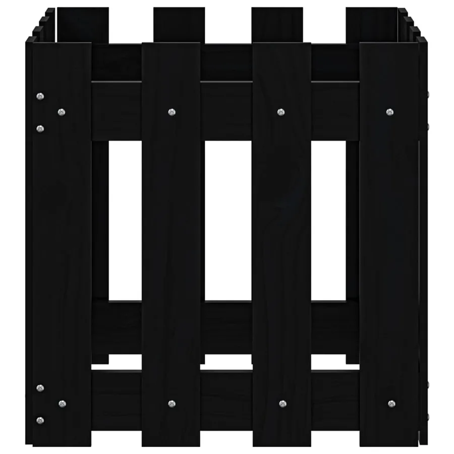 Jardinière avec design de clôture noir 40x40x40 cm pin massif - 5