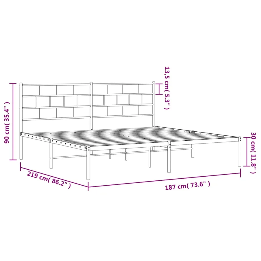 Cadre de lit métal sans matelas et tête de lit blanc 183x213 cm - 10