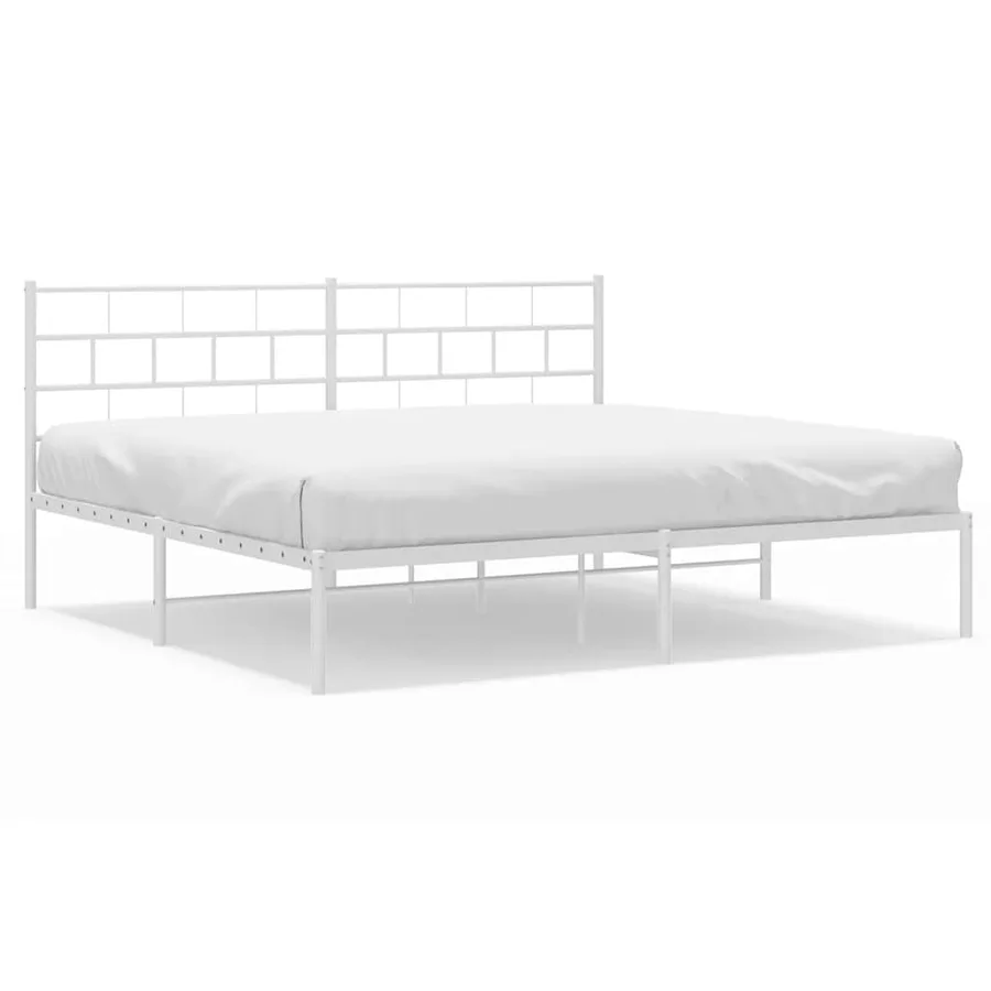 Cadre de lit métal sans matelas et tête de lit blanc 183x213 cm - 2