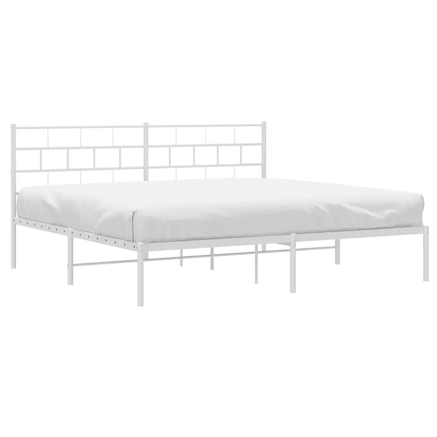 Cadre de lit métal sans matelas et tête de lit blanc 183x213 cm - 3