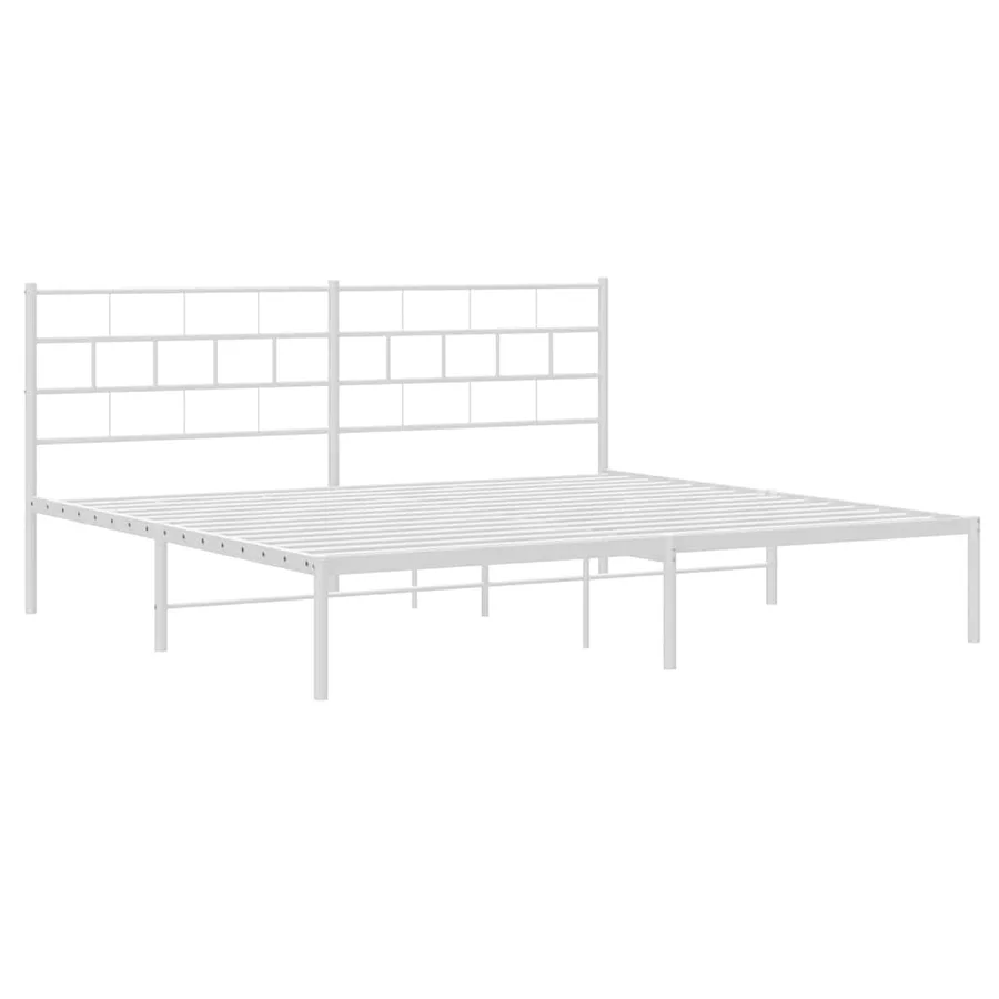 Cadre de lit métal sans matelas et tête de lit blanc 183x213 cm - 5