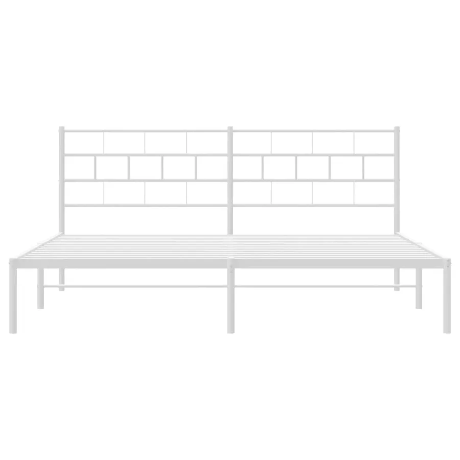 Cadre de lit métal sans matelas et tête de lit blanc 183x213 cm - 6