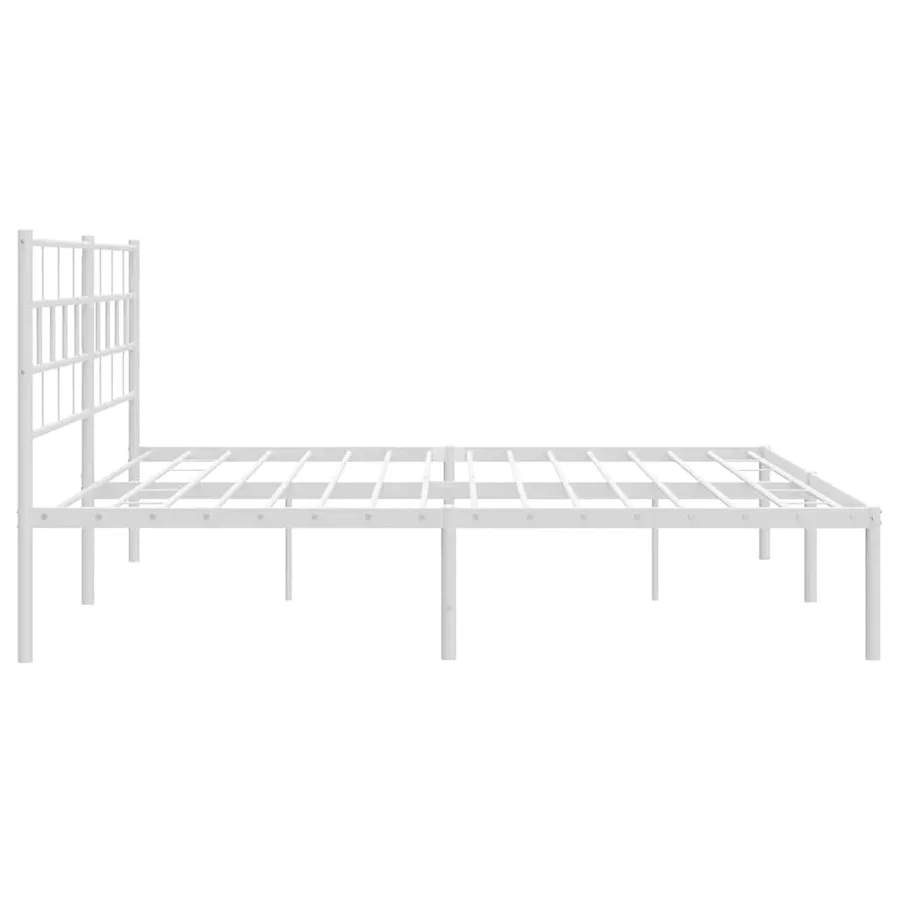 Cadre de lit métal sans matelas et tête de lit blanc 183x213 cm - 7