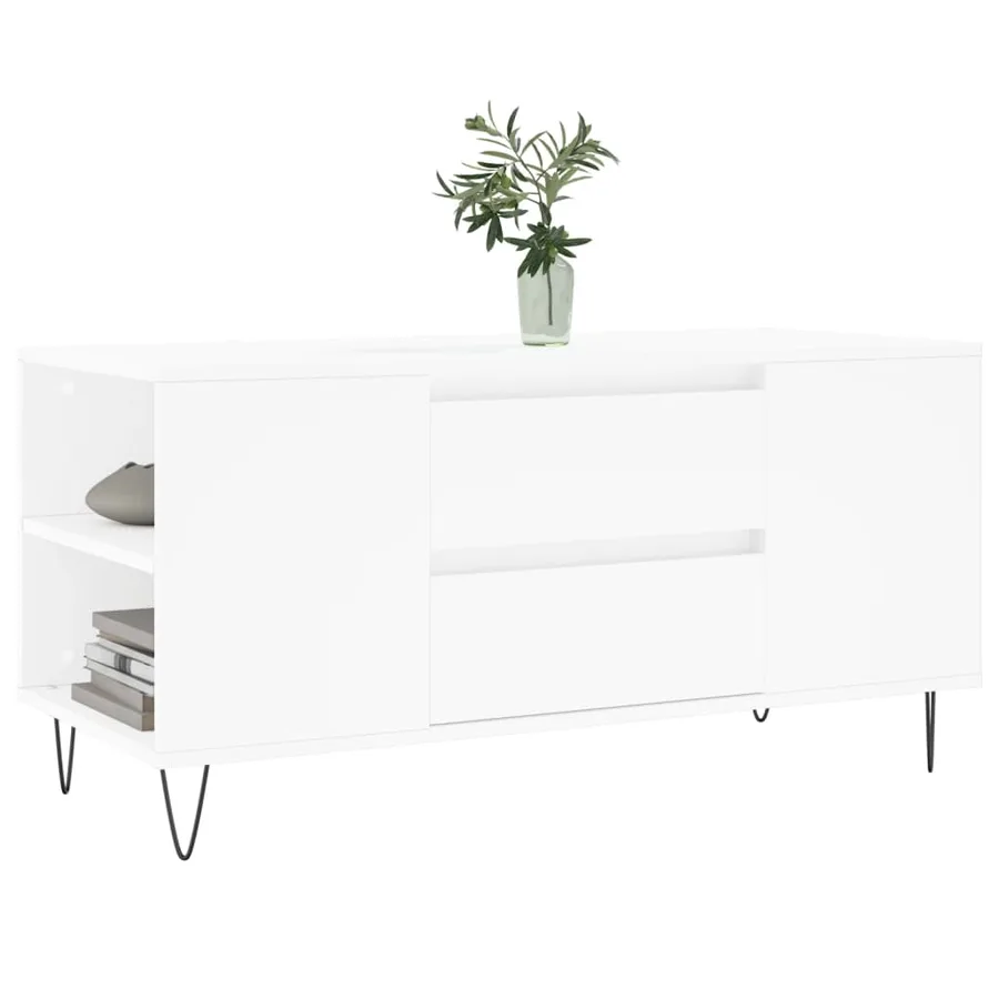 Table basse blanc 102x44,5x50 cm bois d'ingénierie - 3