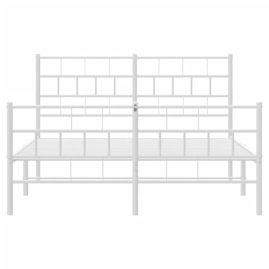Cadre de lit métal sans matelas et pied de lit blanc 140x190 cm - 5