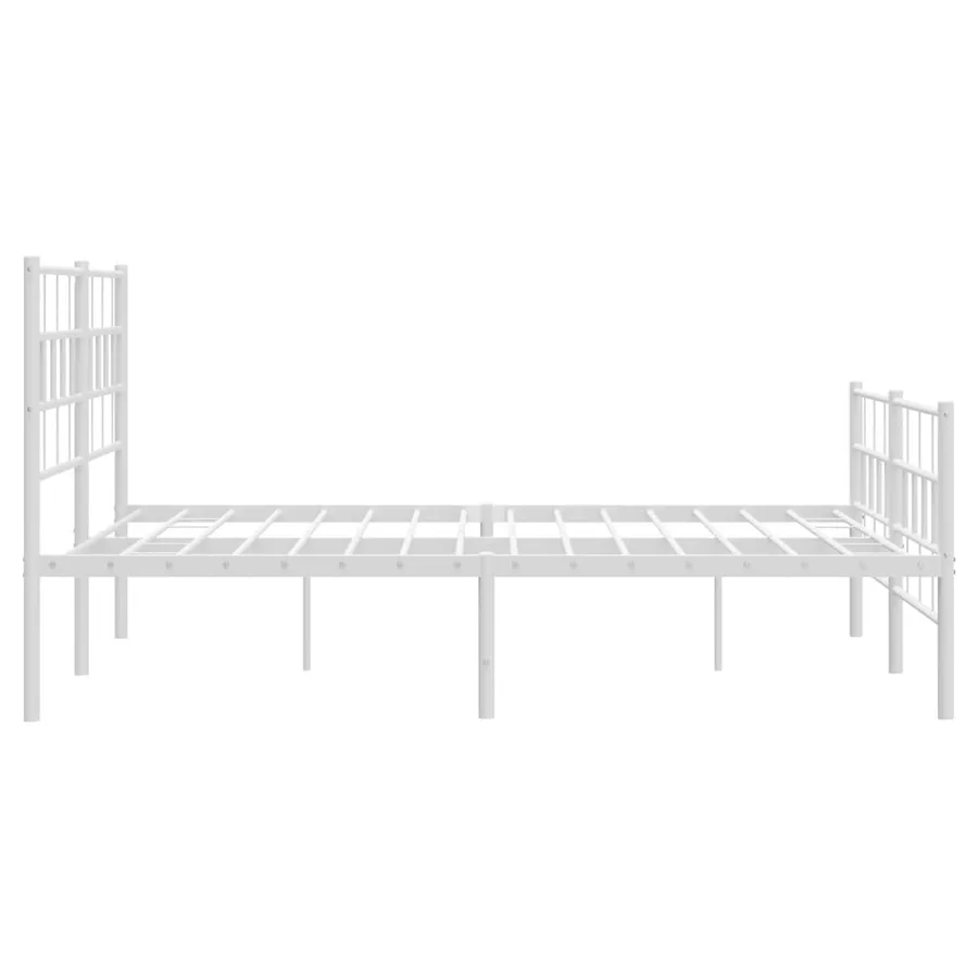 Cadre de lit métal sans matelas et pied de lit blanc 140x190 cm - 6
