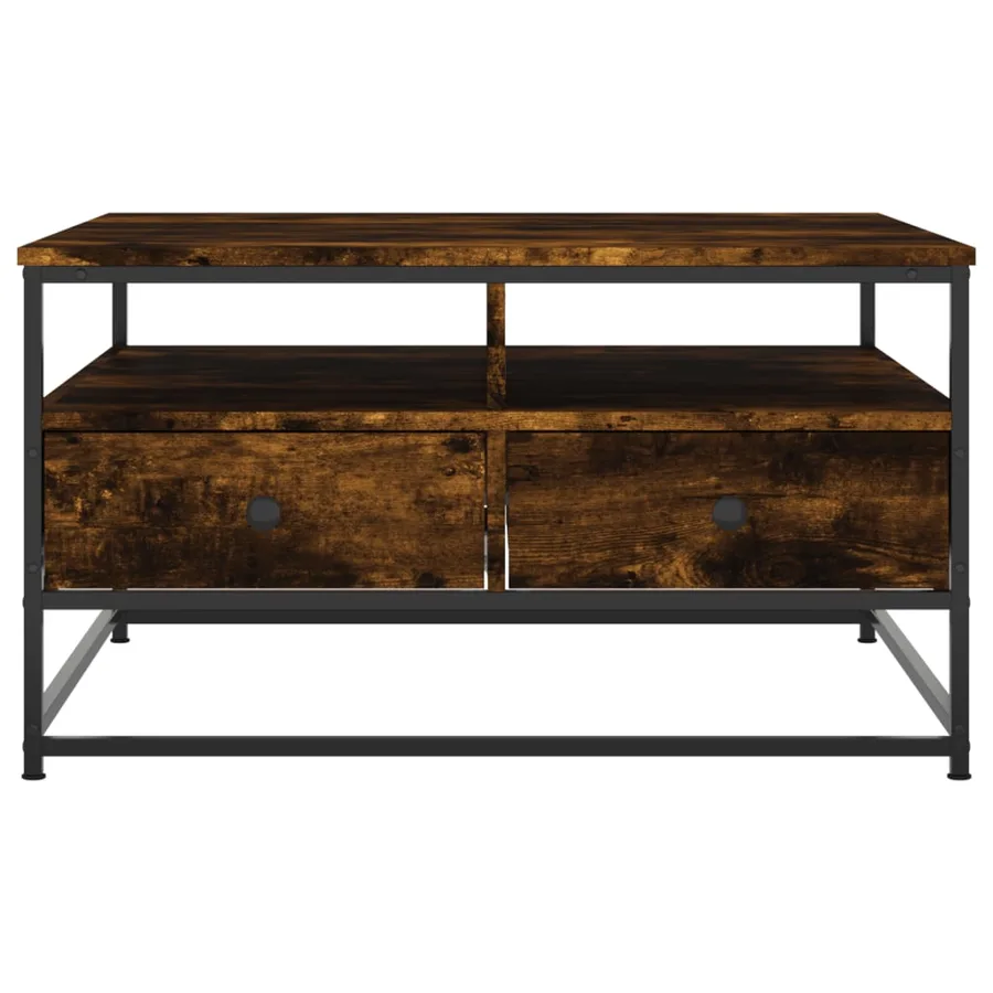 Table basse chêne fumé 80x80x45 cm bois d'ingénierie - 4