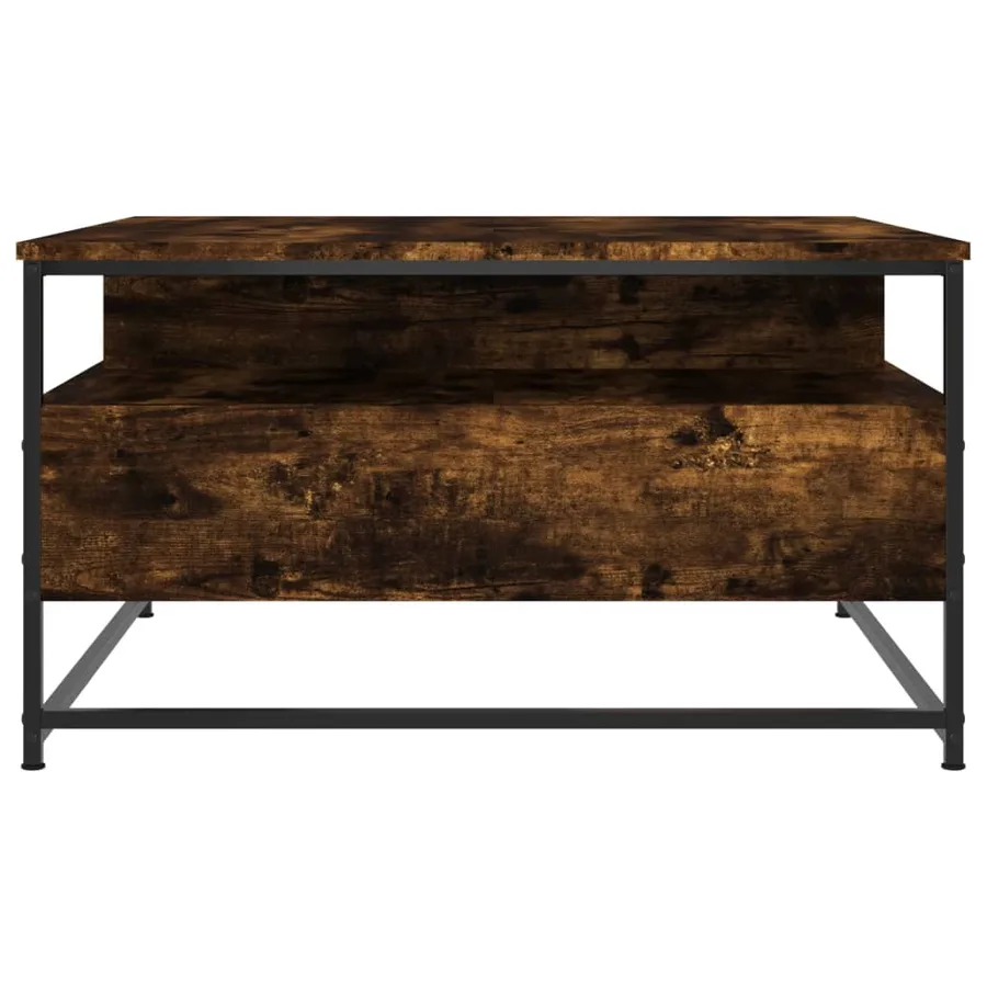 Table basse chêne fumé 80x80x45 cm bois d'ingénierie - 6