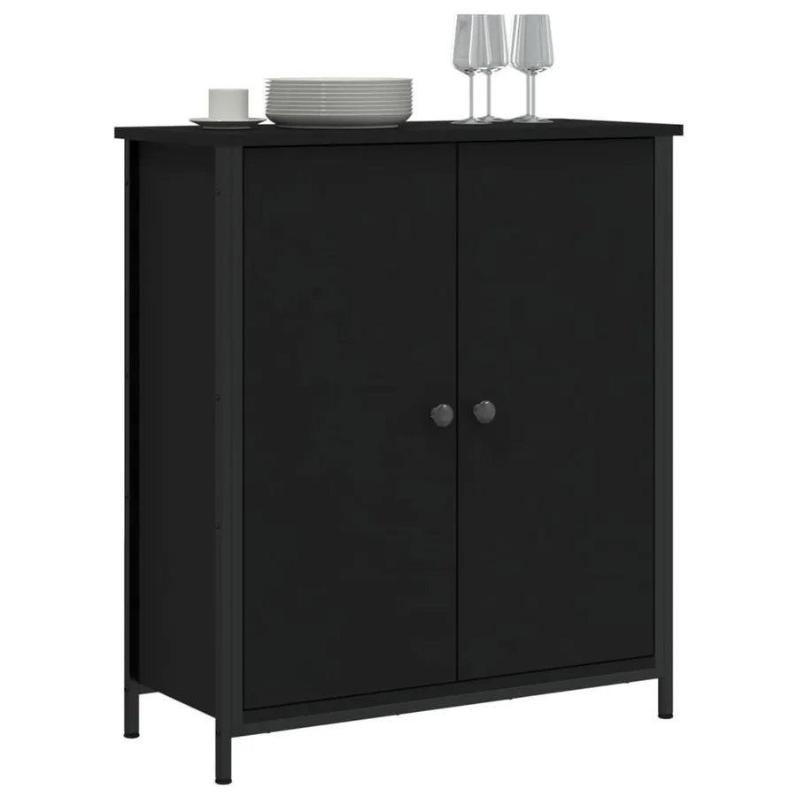 Buffet noir 70x30x80 cm bois d'ingénierie - 3