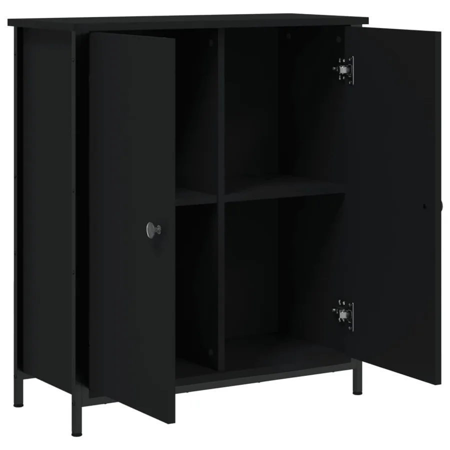 Buffet noir 70x30x80 cm bois d'ingénierie - 5
