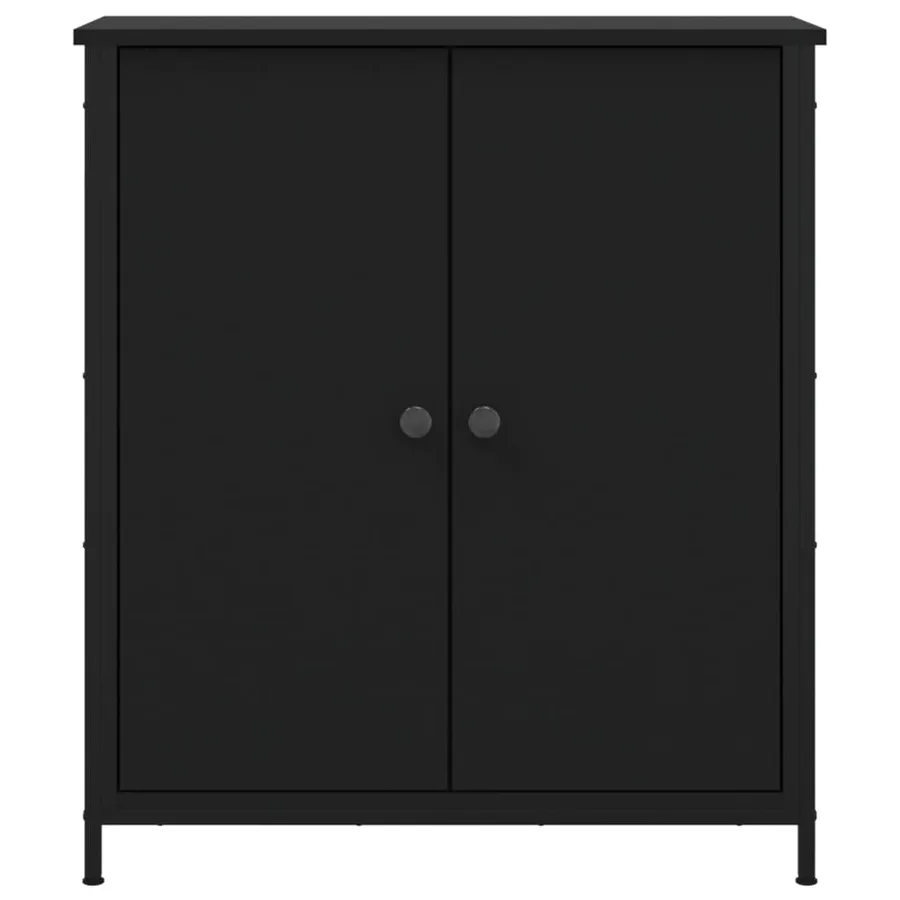 Buffet noir 70x30x80 cm bois d'ingénierie - 6