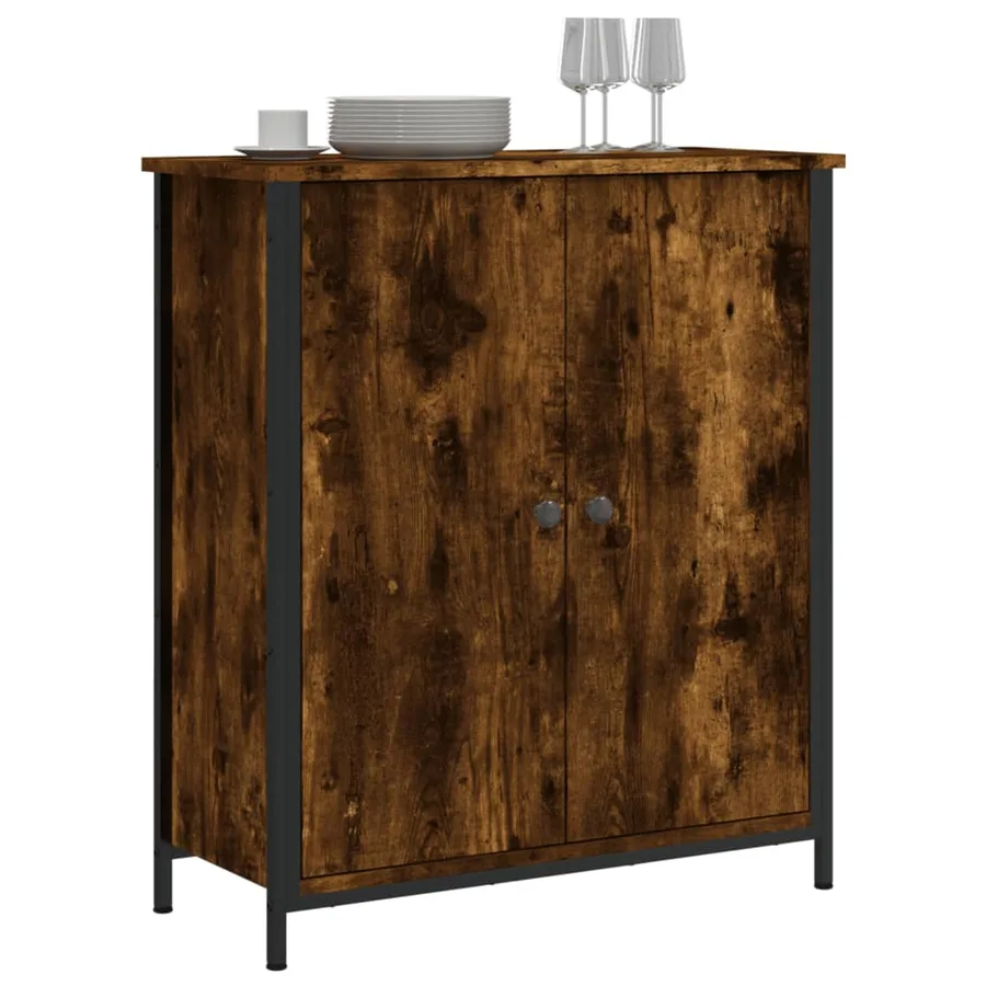 Buffet chêne fumé 70x30x80 cm bois d'ingénierie - 3