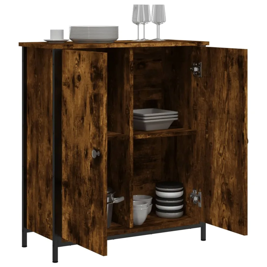 Buffet chêne fumé 70x30x80 cm bois d'ingénierie - 4