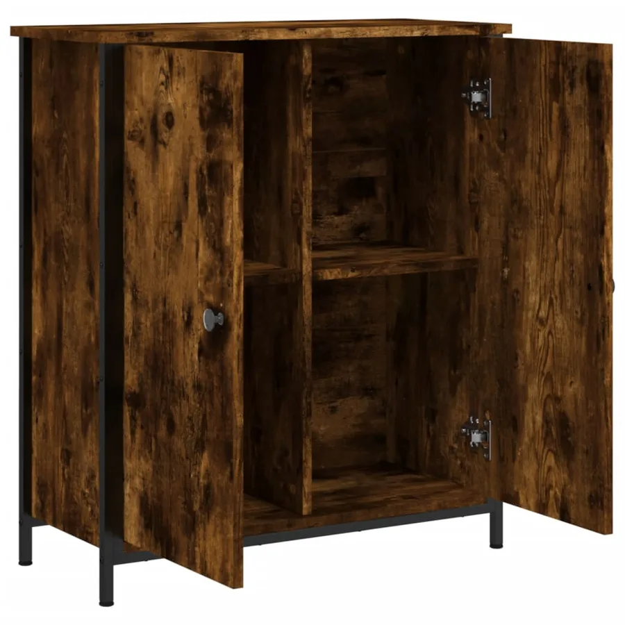 Buffet chêne fumé 70x30x80 cm bois d'ingénierie - 5