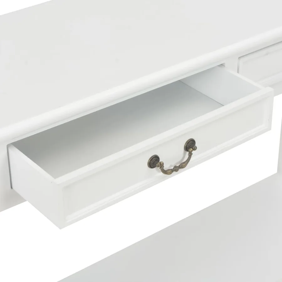Table console Blanc 110x35x80 cm Bois - 7