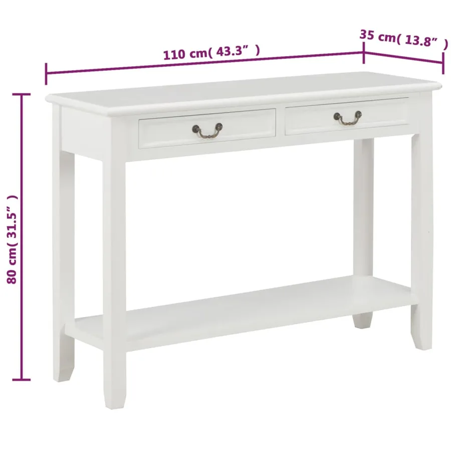Table console Blanc 110x35x80 cm Bois - 8