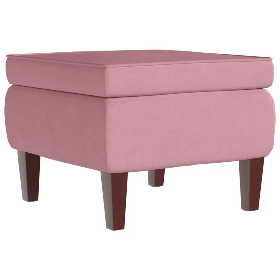 Fauteuil à bascule à oreilles en velours rose bois massif - 9