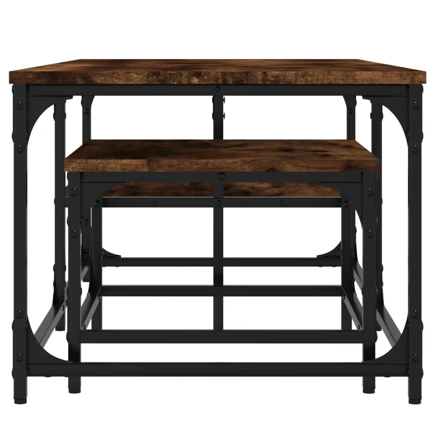 Tables basses gigognes 2 pcs chêne fumé bois d'ingénierie - 5