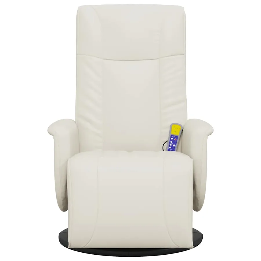 Fauteuil inclinable de massage et repose-pieds crème similicuir - 4