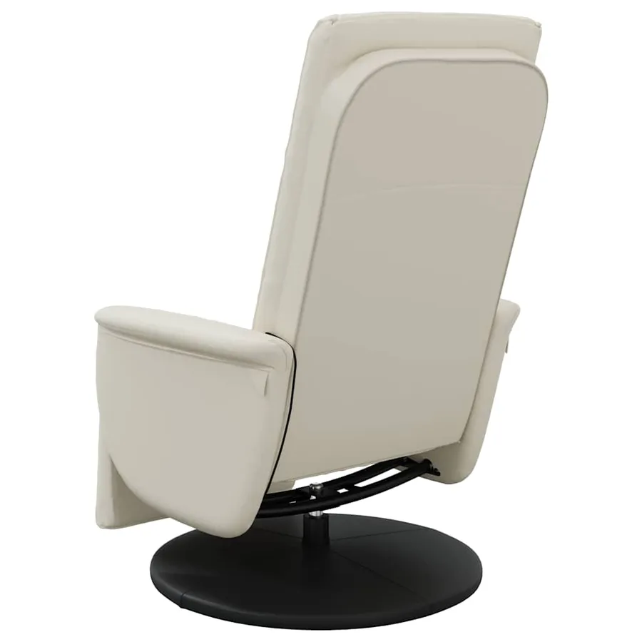 Fauteuil inclinable de massage et repose-pieds crème similicuir - 6