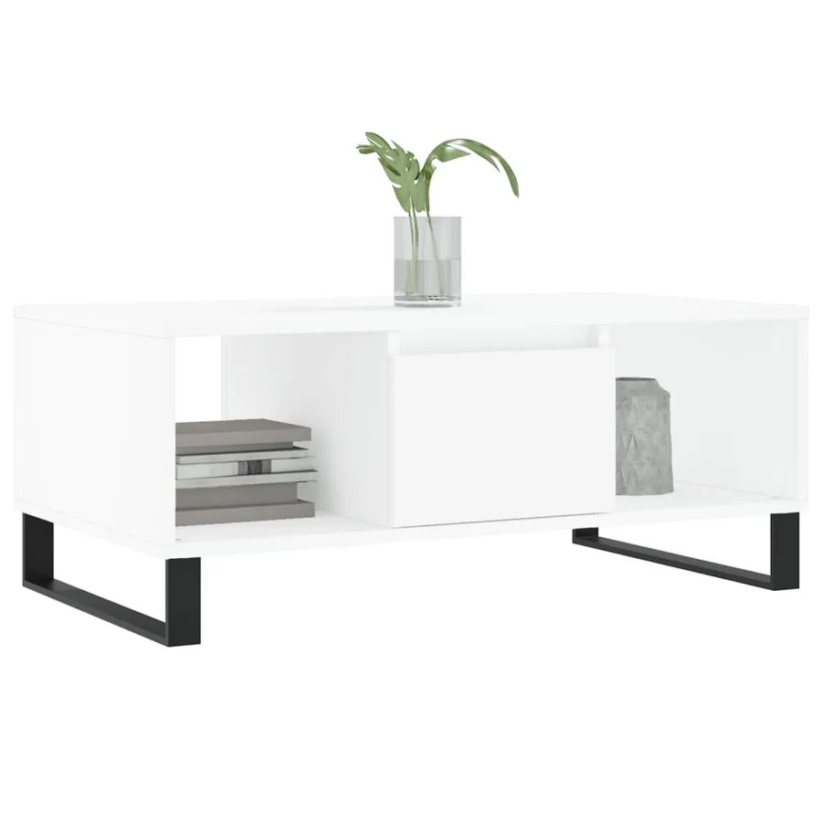 Table basse Blanc 90x50x36,5 cm Bois d'ingénierie - 3