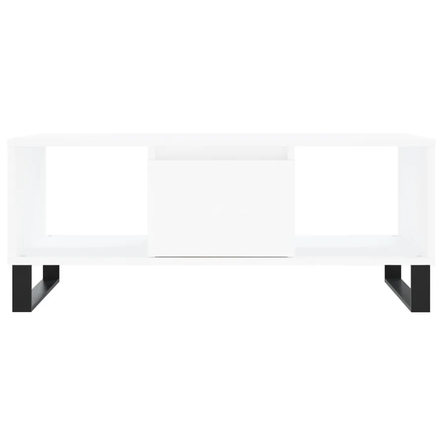 Table basse Blanc 90x50x36,5 cm Bois d'ingénierie - 5