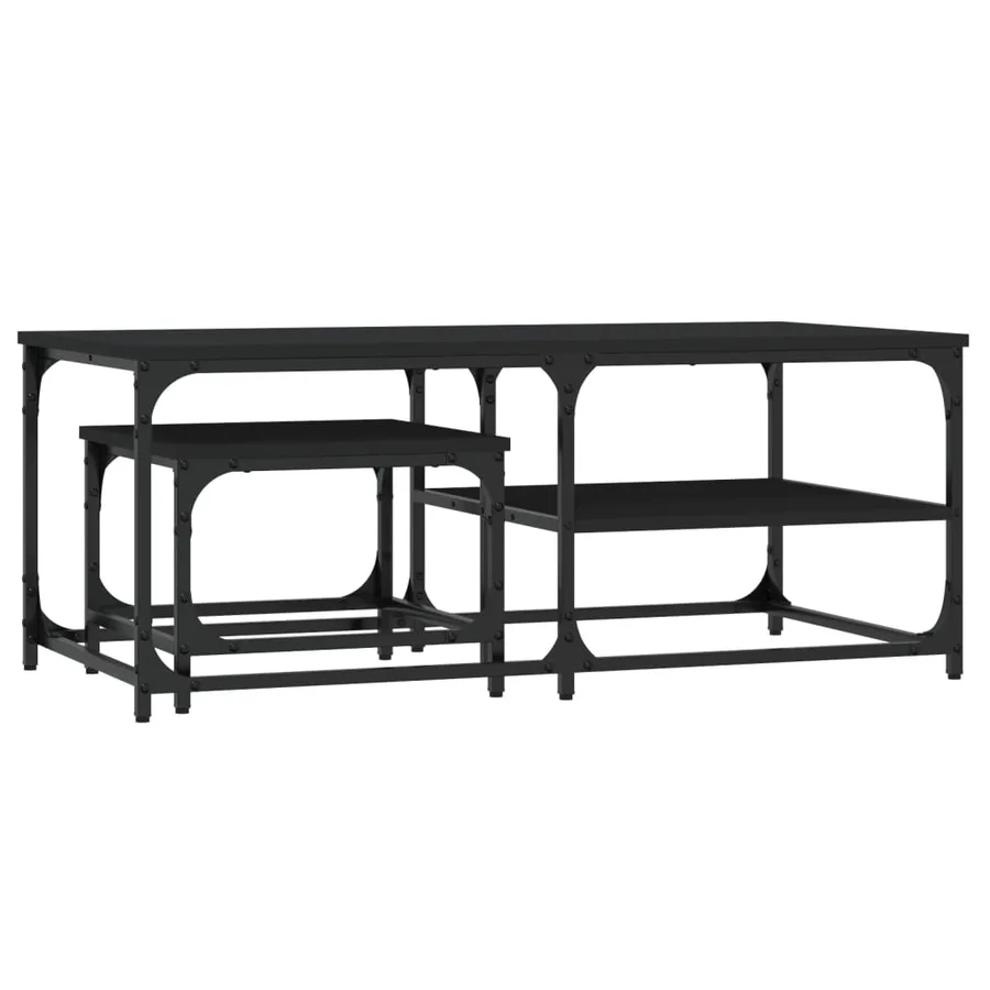 Tables basses gigognes 2 pcs noir bois d'ingénierie - 2