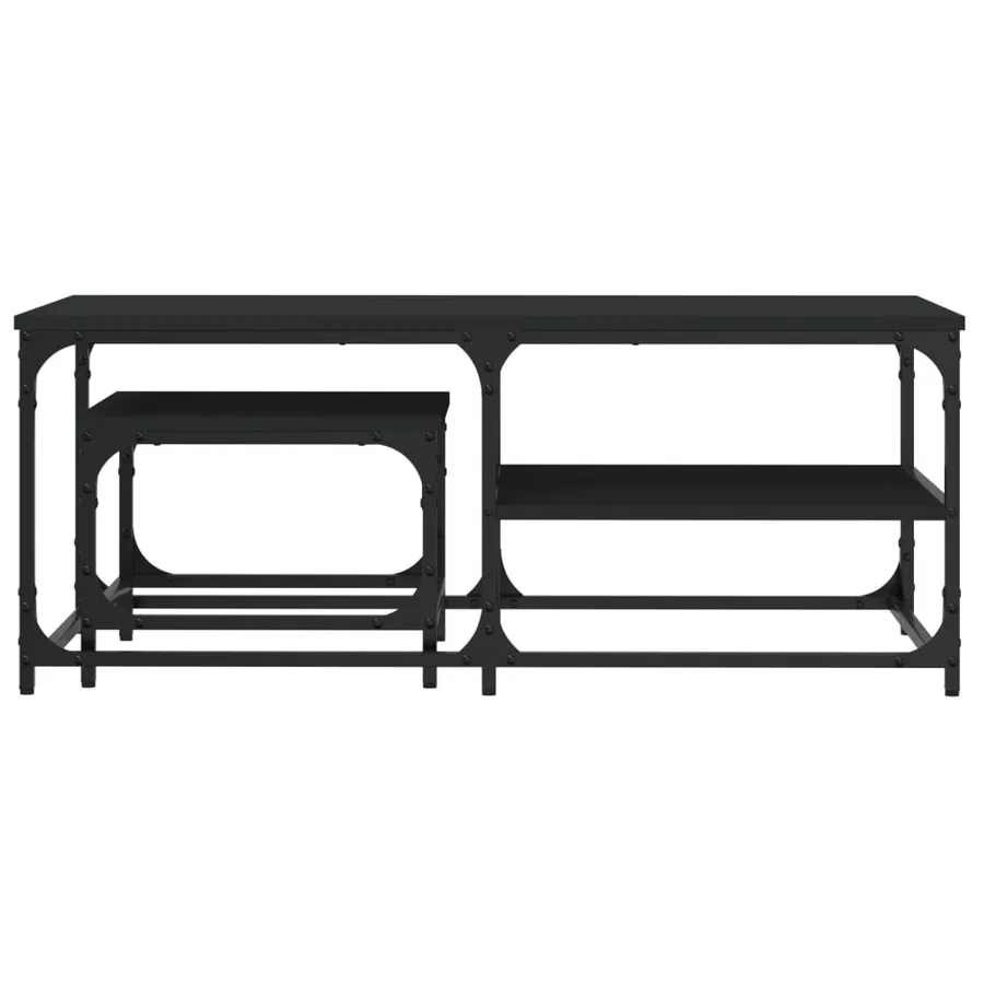 Tables basses gigognes 2 pcs noir bois d'ingénierie - 4
