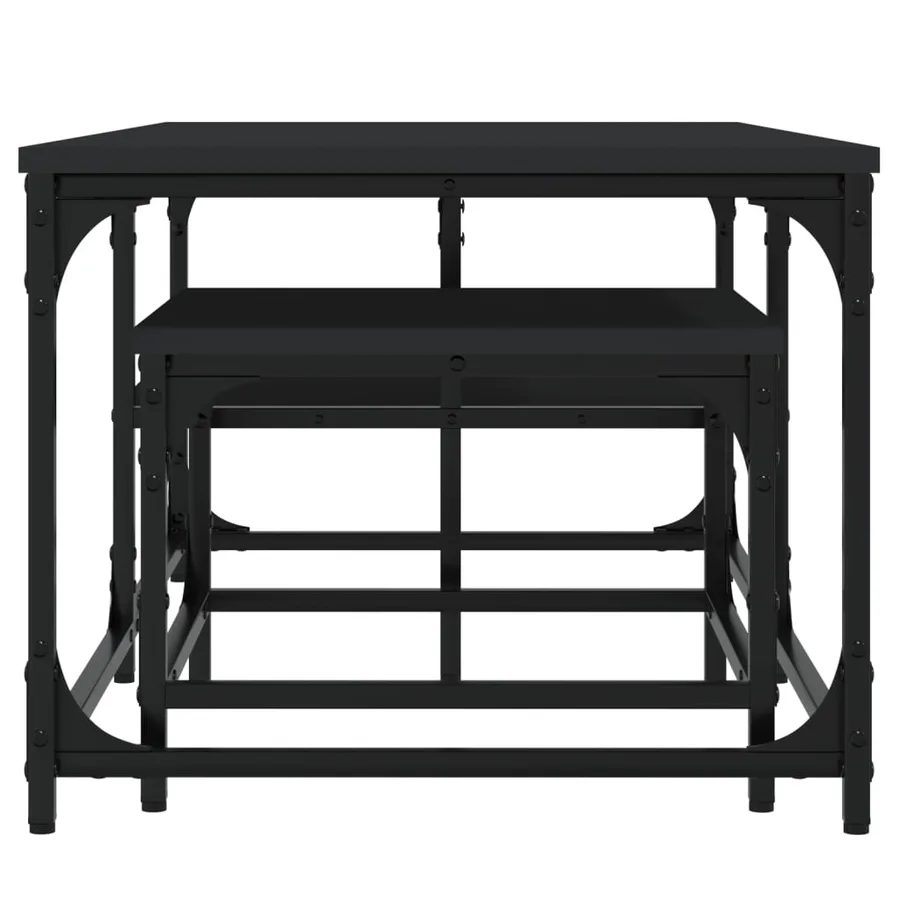 Tables basses gigognes 2 pcs noir bois d'ingénierie - 5
