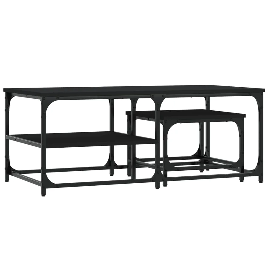 Tables basses gigognes 2 pcs noir bois d'ingénierie - 6