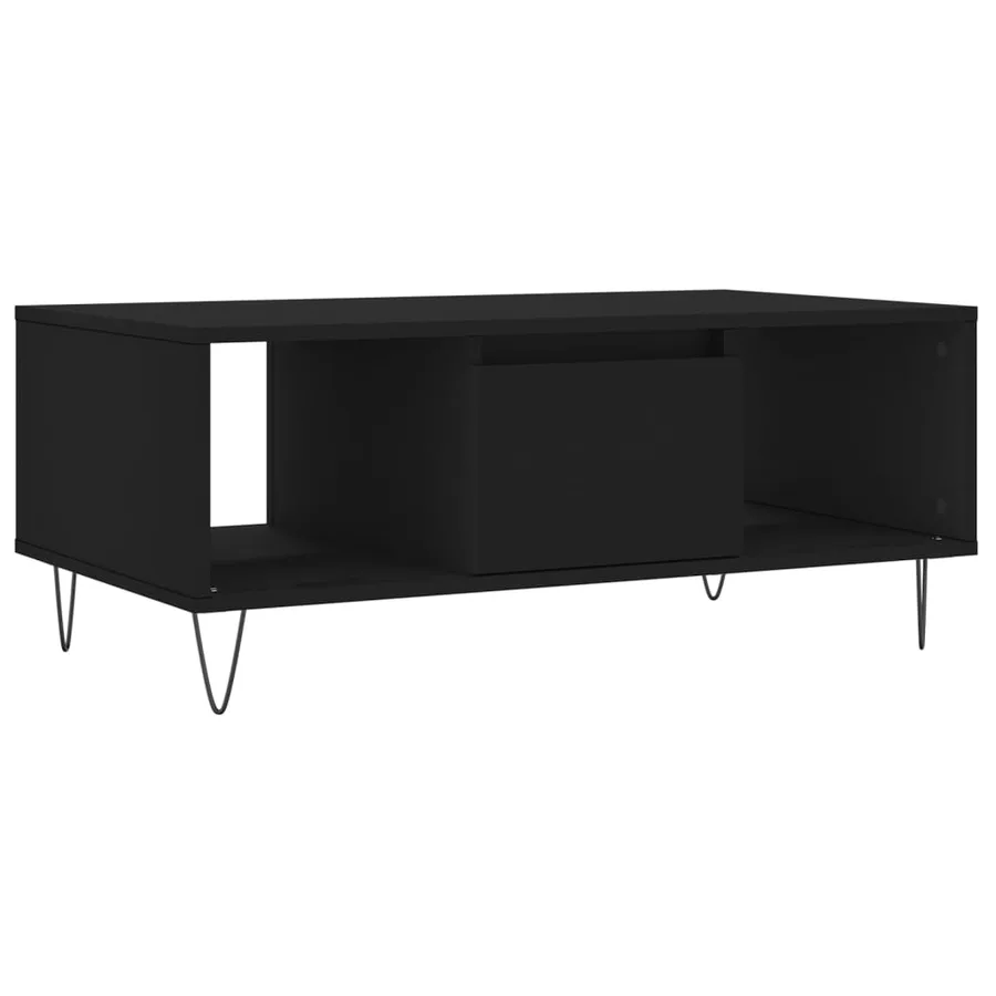 Table basse Noir 90x50x36,5 cm Bois d'ingénierie - 2