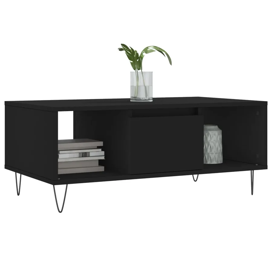 Table basse Noir 90x50x36,5 cm Bois d'ingénierie - 3