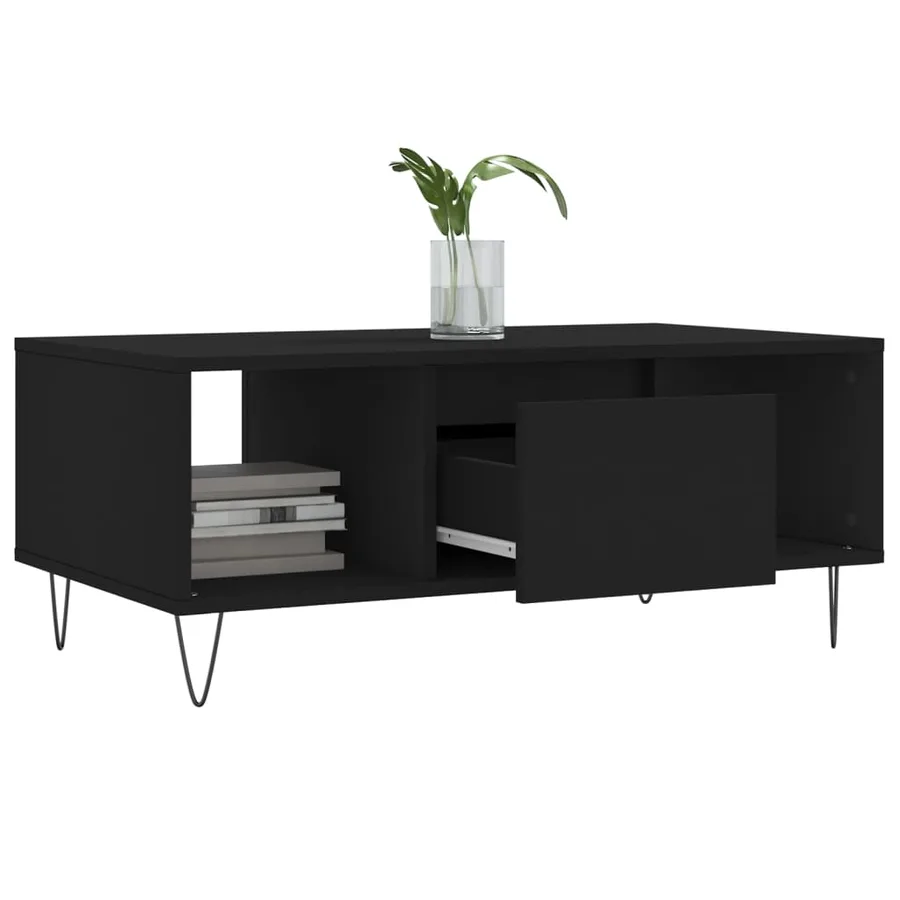 Table basse Noir 90x50x36,5 cm Bois d'ingénierie - 4