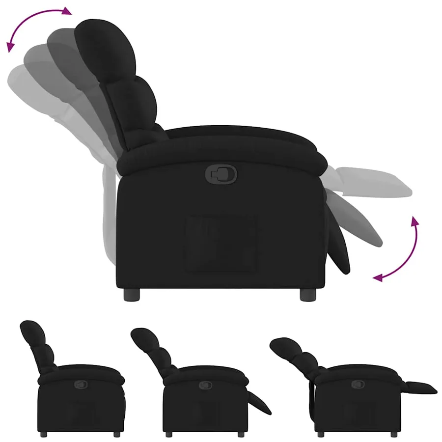 Fauteuil inclinable noir tissu - 6