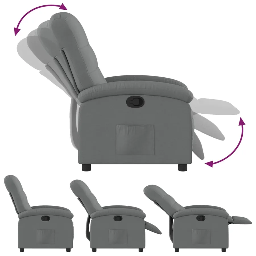 Fauteuil inclinable en tissu gris foncé - 6