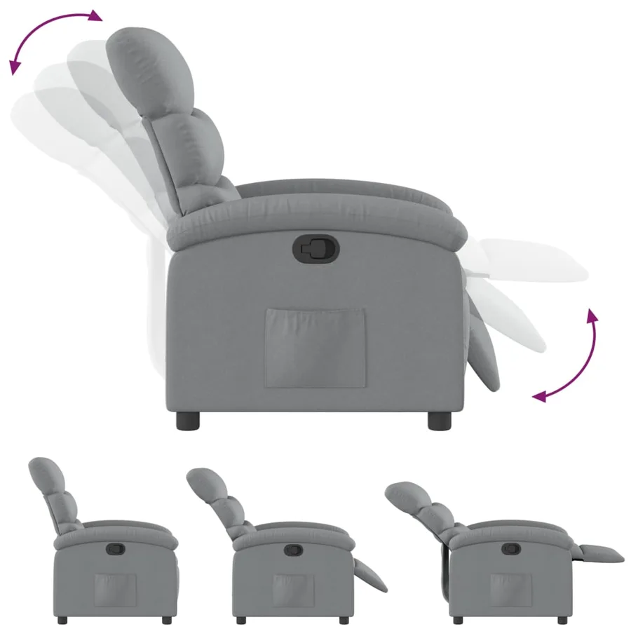 Fauteuil inclinable gris clair tissu - 6