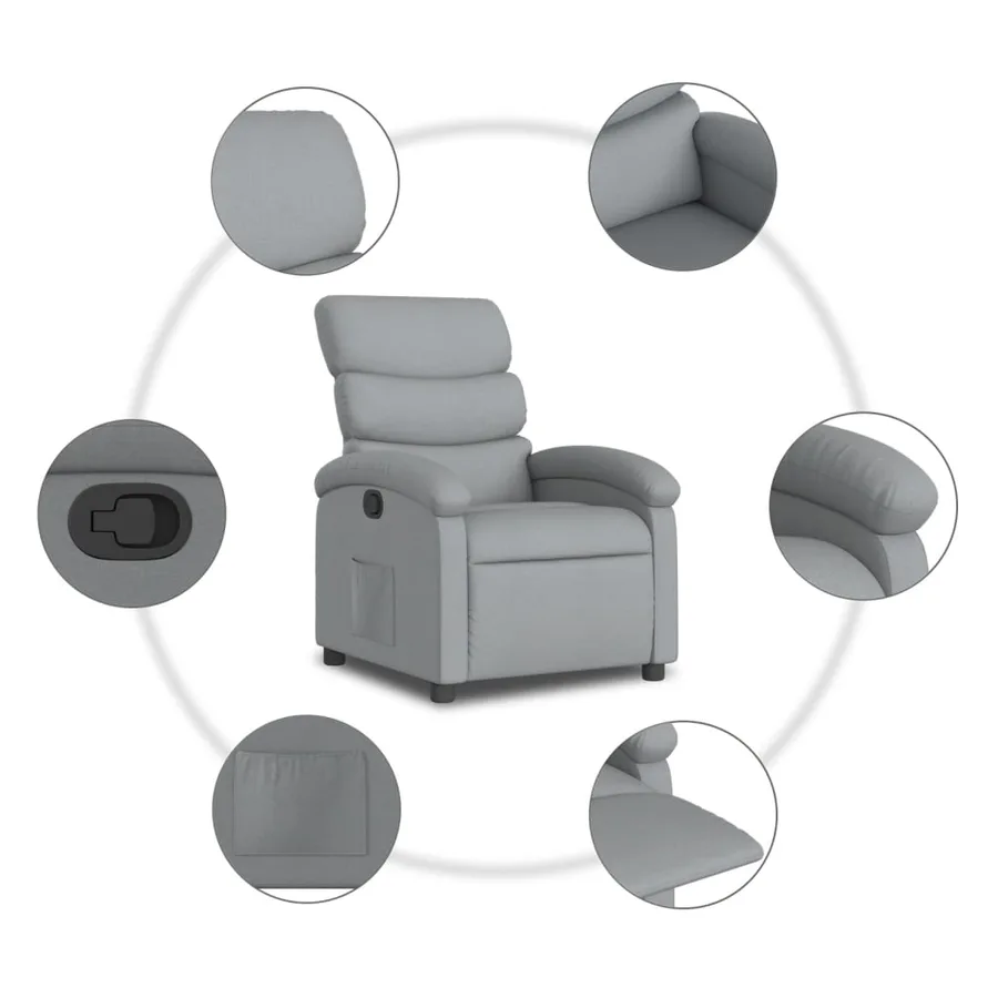 Fauteuil inclinable gris clair tissu - 7