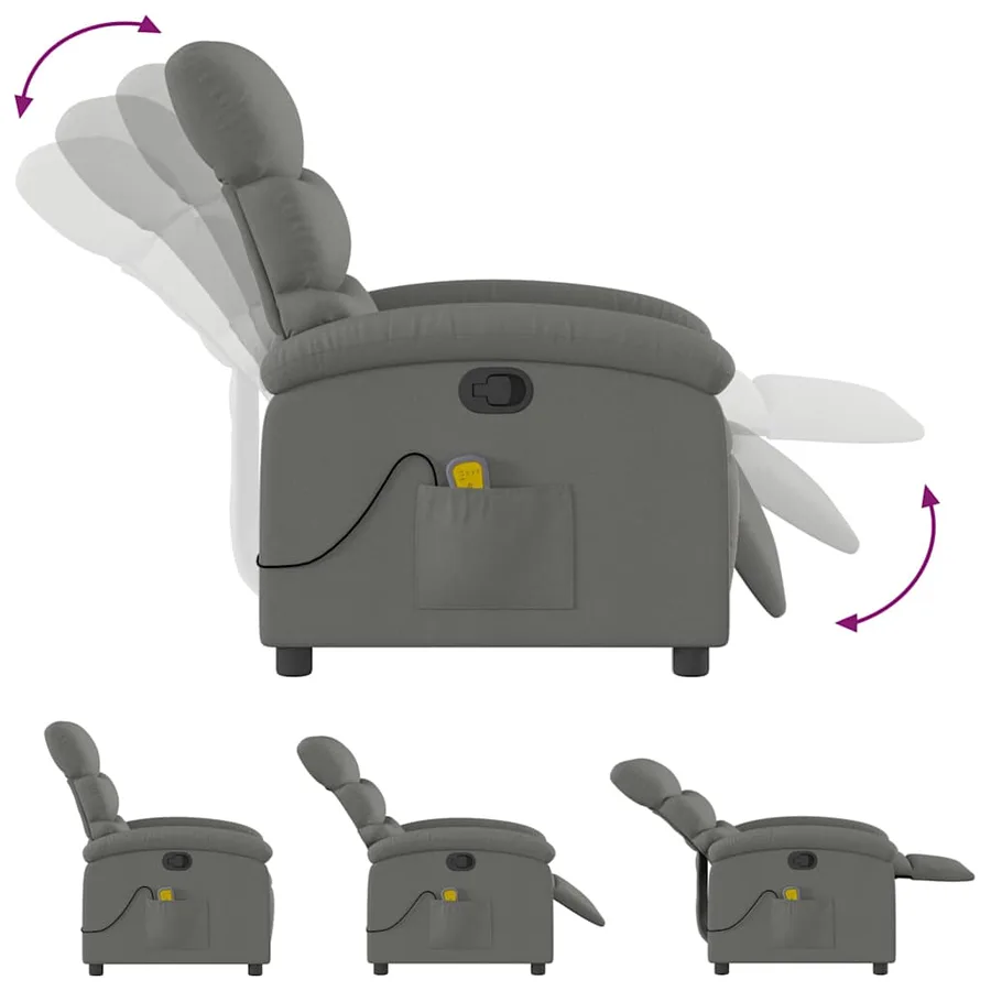 Fauteuil de massage inclinable Gris foncé Tissu - 7
