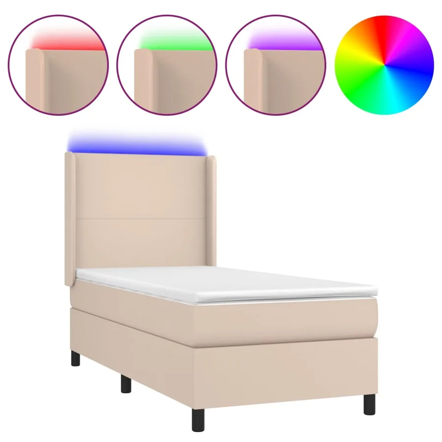 Sommier à lattes de lit matelas et LED Cappuccino 90x200cm - 2