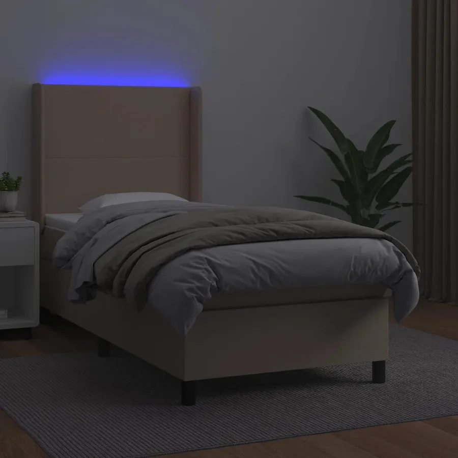 Sommier à lattes de lit matelas et LED Cappuccino 90x200cm - 3