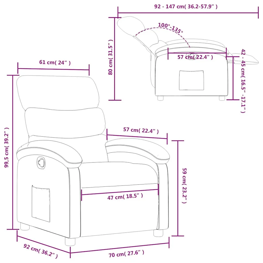 Fauteuil inclinable Crème Tissu - 12