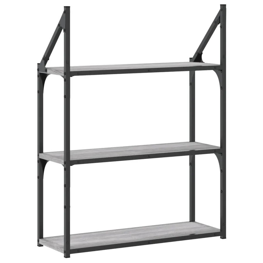 Étagère murale 3 niveaux sonoma gris 60x21x78,5 cm - 6