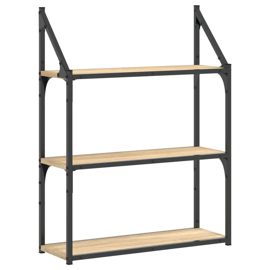 Étagère murale 3 niveaux chêne sonoma 60x21x78,5 cm - 2