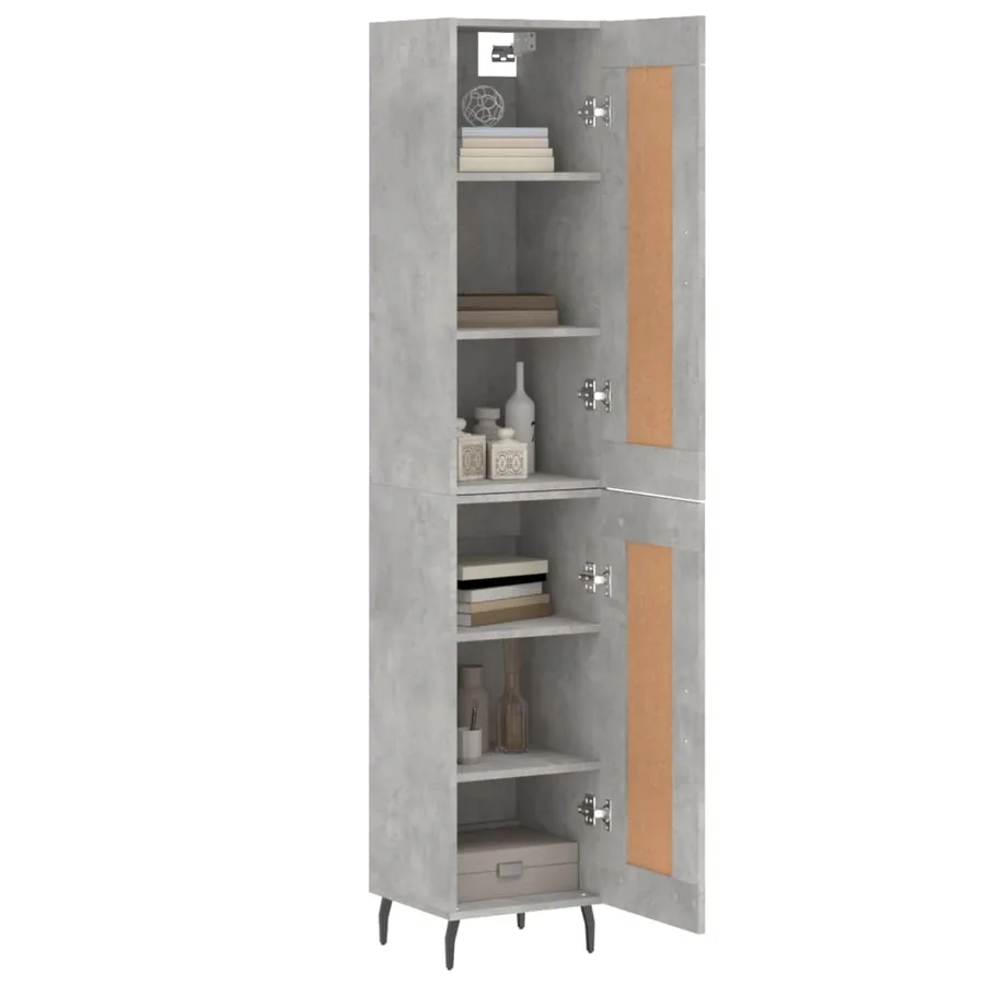 Buffet haut Gris béton 34,5x34x180 cm Bois d'ingénierie - 3